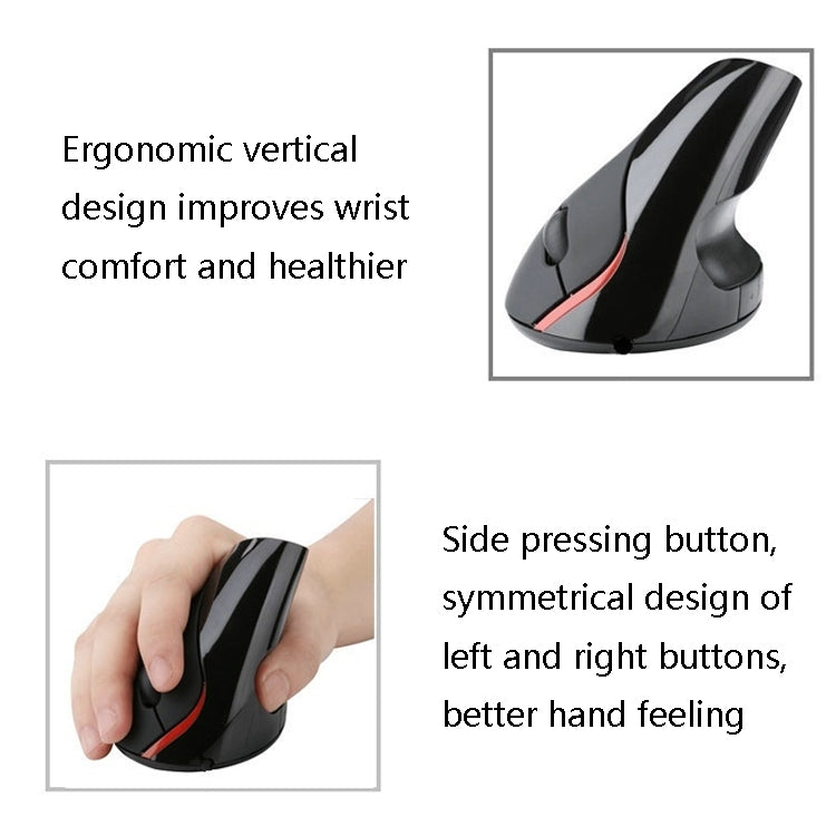 HH-111 5 Keys Wireless Vertical Charging Mouse Ergonomics Wrist Protective Mouse(Black) - Wireless Mice by PMC Jewellery | Online Shopping South Africa | PMC Jewellery | Buy Now Pay Later Mobicred