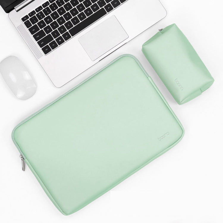 Baona BN-Q001 PU Leather Laptop Bag, Colour: Mint Green + Power Bag, Size: 15/15.6 inch - 15 inch by Baona | Online Shopping South Africa | PMC Jewellery | Buy Now Pay Later Mobicred