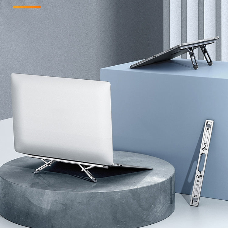 Oatsbasf K01 Adjustable Desktop Heightening Base Aluminum Alloy Radiator Folding Laptop Stand(Silver) - Laptop Stand by Oatsbasf | Online Shopping South Africa | PMC Jewellery | Buy Now Pay Later Mobicred