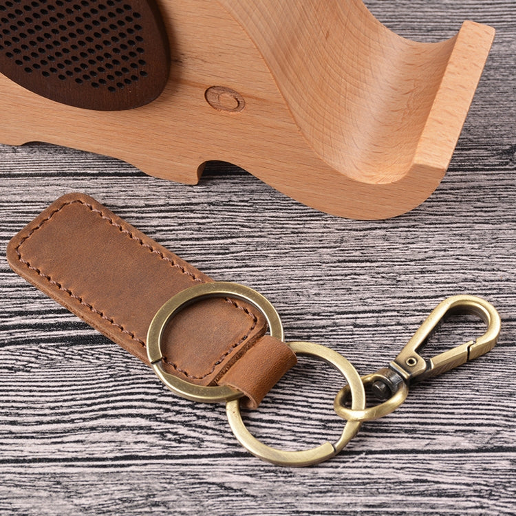 2 PCS Handmade Crazy Horse Leather Retro Keychain Car Couple Keychain, Specification: Double Ring( Brown) - Key Rings by PMC Jewellery | Online Shopping South Africa | PMC Jewellery | Buy Now Pay Later Mobicred