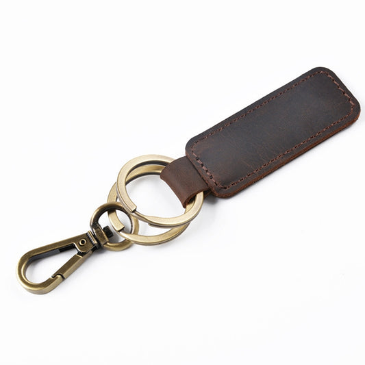 2 PCS Handmade Crazy Horse Leather Retro Keychain Car Couple Keychain, Specification: Double Ring(Coffee) - Key Rings by PMC Jewellery | Online Shopping South Africa | PMC Jewellery | Buy Now Pay Later Mobicred