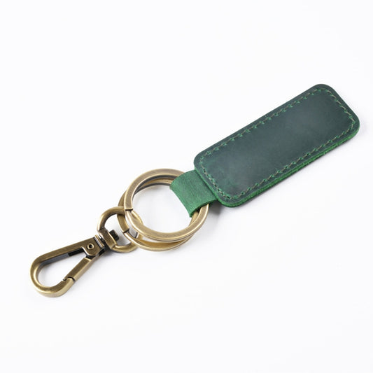 2 PCS Handmade Crazy Horse Leather Retro Keychain Car Couple Keychain, Specification: Double Ring(Ink Green) - Key Rings by PMC Jewellery | Online Shopping South Africa | PMC Jewellery | Buy Now Pay Later Mobicred