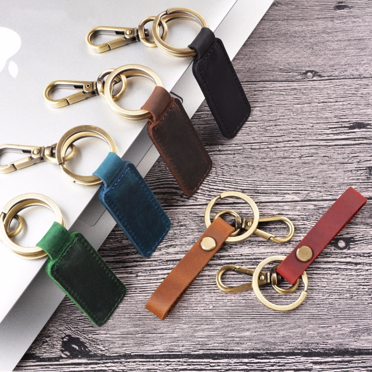 2 PCS Handmade Crazy Horse Leather Retro Keychain Car Couple Keychain, Specification: Double Ring(Wine Red) - Key Rings by PMC Jewellery | Online Shopping South Africa | PMC Jewellery | Buy Now Pay Later Mobicred