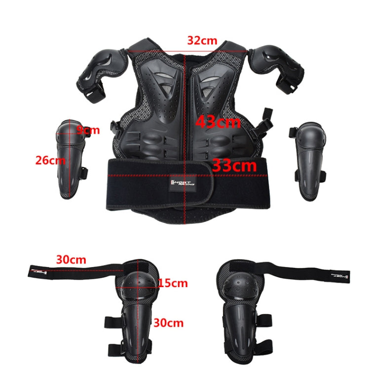 GHOST RACING Motorcycle Protective Gear Children Safety Riding Sport Vest + Knee Pads + Elbow Pads Protective Suit(Black) - Protective Gear by GHOST RACING | Online Shopping South Africa | PMC Jewellery | Buy Now Pay Later Mobicred