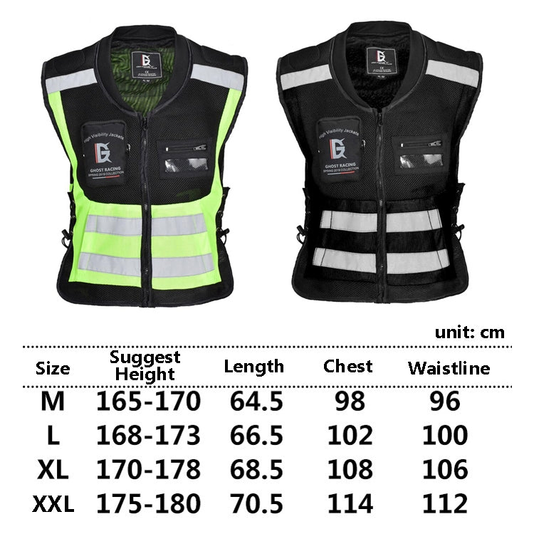 GHOST RACING GR-Y06 Motorcycle Riding Vest Safety Reflective Vest, Size: XXL(Black) - Protective Gear by GHOST RACING | Online Shopping South Africa | PMC Jewellery | Buy Now Pay Later Mobicred