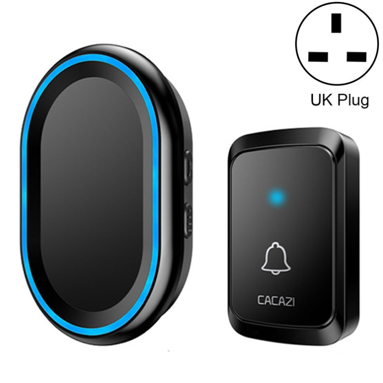 CACAZI A80 1 For 1 Wireless Music Doorbell without Battery, Plug:UK Plug(Black) - Wireless Doorbell by CACAZI | Online Shopping South Africa | PMC Jewellery