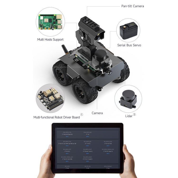 Waveshare WAVE ROVER Flexible Expandable 4WD Mobile Robot Chassis, Onboard ESP32 Module(EU Plug) - Robotics Accessories by Waveshare | Online Shopping South Africa | PMC Jewellery | Buy Now Pay Later Mobicred