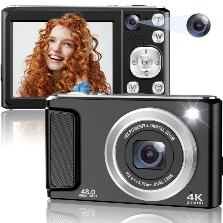 DC308 2.8-Inch 4K HD Front And Rear Dual-Camera 16X Zoom Digital Camera US Plug(Black) - Children Cameras by PMC Jewellery | Online Shopping South Africa | PMC Jewellery | Buy Now Pay Later Mobicred