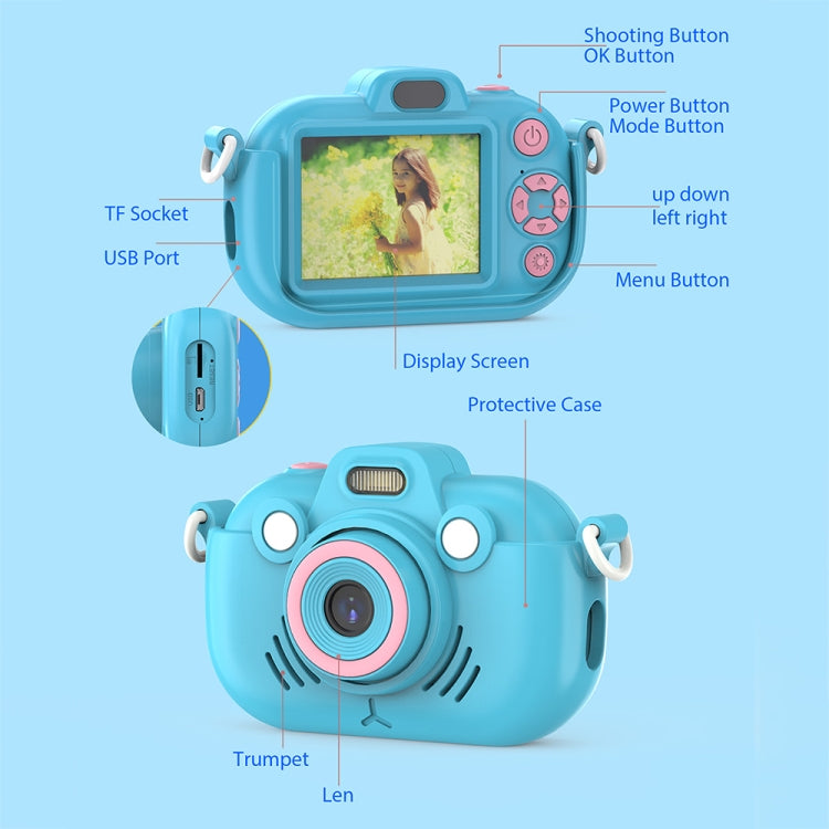 DC502 2.4-Inch 16X Zoom 2.7K Video Recording Children Digital Camera, Color: Blue + 32G(UK Plug) - Children Cameras by PMC Jewellery | Online Shopping South Africa | PMC Jewellery | Buy Now Pay Later Mobicred