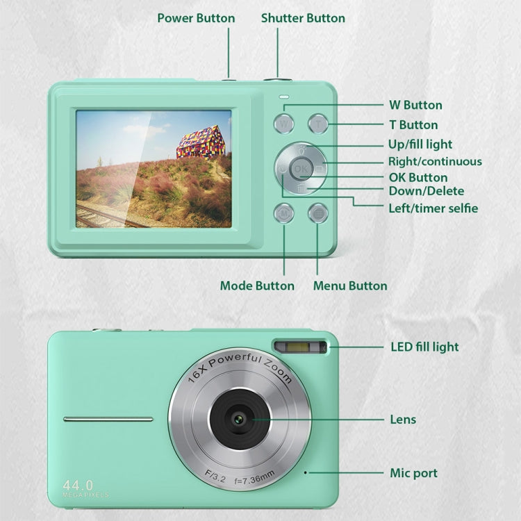 DC403L-AF 2.4-Inch 16X Zoom HD Digital Camera Mini Children Photography Camera AU Plug(Green) - Children Cameras by PMC Jewellery | Online Shopping South Africa | PMC Jewellery | Buy Now Pay Later Mobicred