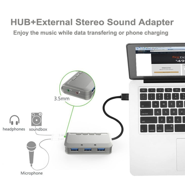 MB-103 USB 3.1 Three-Port Drive-Free HUB + 7.1 Voice Changer Sound Card High-Speed Docking Station, PS5 Voice Changer Sound Card Compatible with PS4 Headset, Cable Length: 1.2m(1 to 3) - USB 3.0 HUB by PMC Jewellery | Online Shopping South Africa | PMC Jewellery | Buy Now Pay Later Mobicred