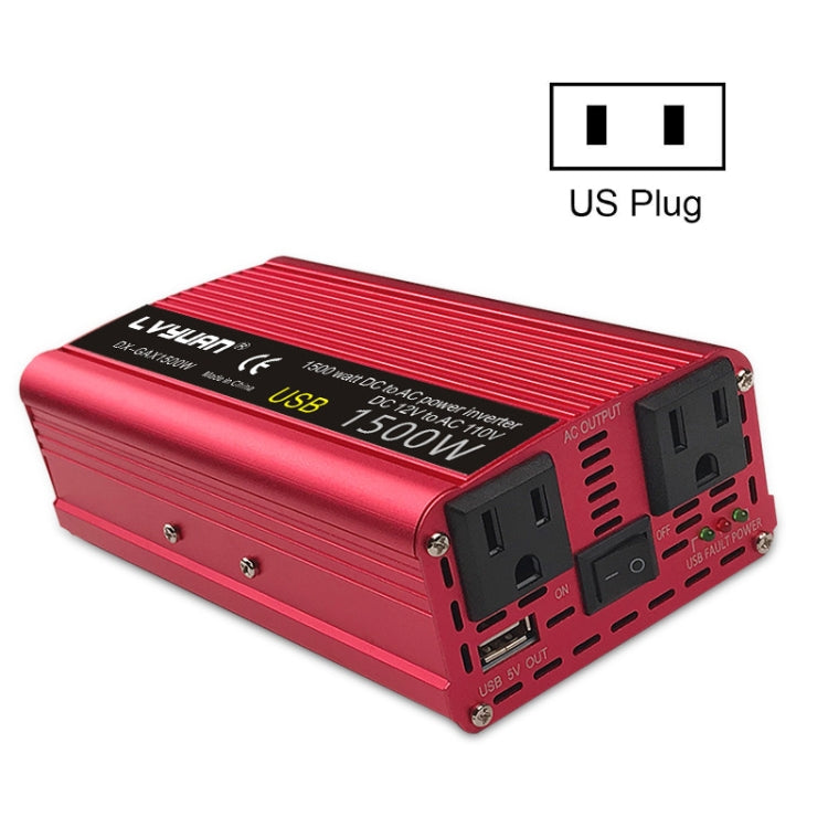 LVYUAN Car Inverter Dual USB Power Converter, Specification: 12V to 110V 1500W US Plug - Modified Square Wave by PMC Jewellery | Online Shopping South Africa | PMC Jewellery | Buy Now Pay Later Mobicred