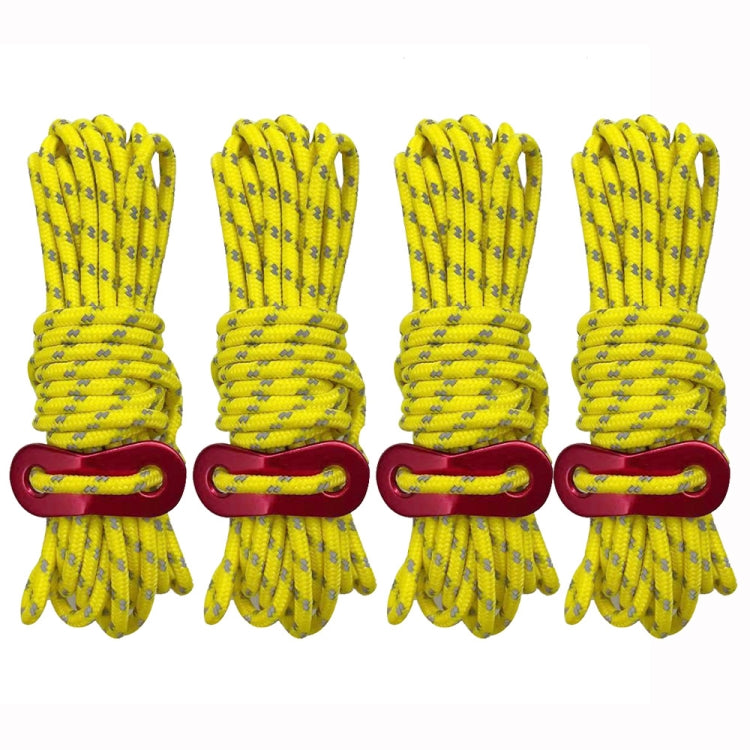 4m x 4 Rolls Outdoor Camping Tent Canopy Wind Rope Luminous Multi-Function Wind Rope Buckle Tent Fixed Rope(Figure 8 Buckle-Yellow) - Tents & Accessories by PMC Jewellery | Online Shopping South Africa | PMC Jewellery