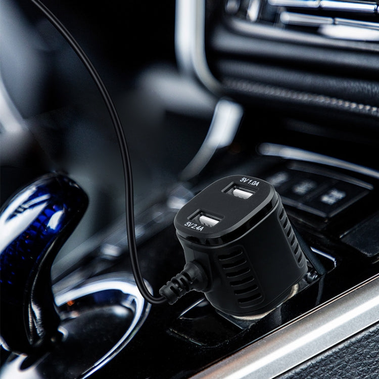 H519 Car Charger Driving Recorder Power Cord Dual USB With Display Charging Line, Specification: Mini Right Elbow - Cigar Socket by PMC Jewellery | Online Shopping South Africa | PMC Jewellery | Buy Now Pay Later Mobicred