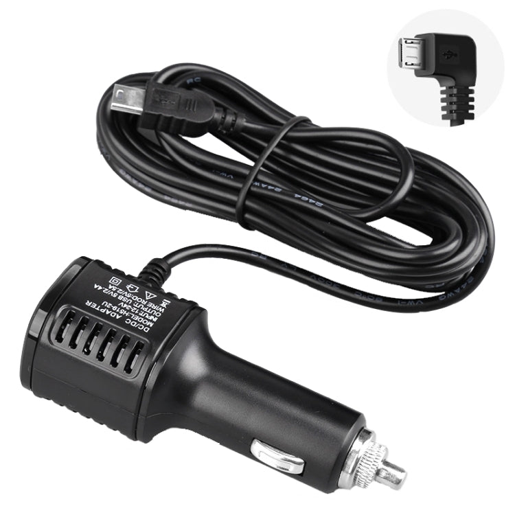 H519 Car Charger Driving Recorder Power Cord Dual USB With Display Charging Line, Specification: Micro Left Elbow - Cigar Socket by PMC Jewellery | Online Shopping South Africa | PMC Jewellery | Buy Now Pay Later Mobicred