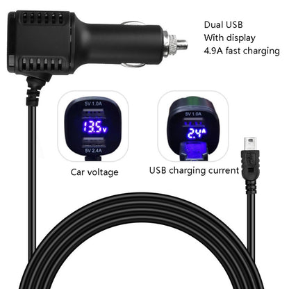 H519 Car Charger Driving Recorder Power Cord Dual USB With Display Charging Line, Specification: Micro Left Elbow - Cigar Socket by PMC Jewellery | Online Shopping South Africa | PMC Jewellery | Buy Now Pay Later Mobicred