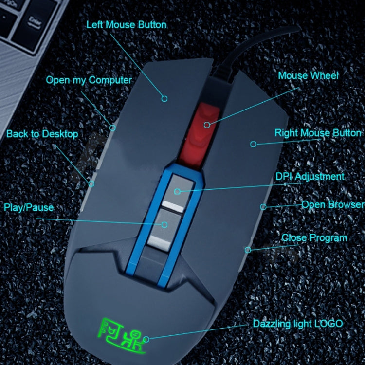 MOS9T 9 Keys 1600DPI Custom Mouse Built-in U Disk + Temperature Humidity Sensor, Cable Length: 2m - Wired Mice by PMC Jewellery | Online Shopping South Africa | PMC Jewellery | Buy Now Pay Later Mobicred