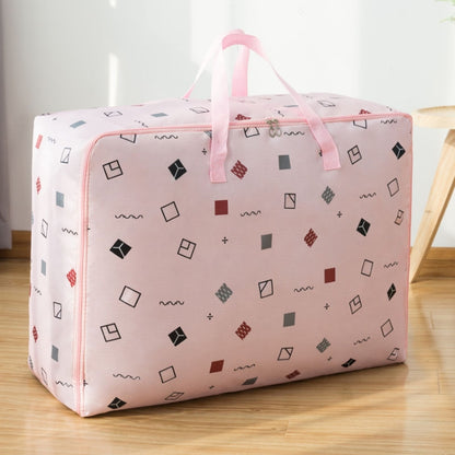 Oxford Cloth Quilt Moisture-Proof & Waterproof Storage Bag Zipper Portable Moving Luggage Bag, Specification: 55x33x20cm(Pink Square) - Storage Bags by PMC Jewellery | Online Shopping South Africa | PMC Jewellery