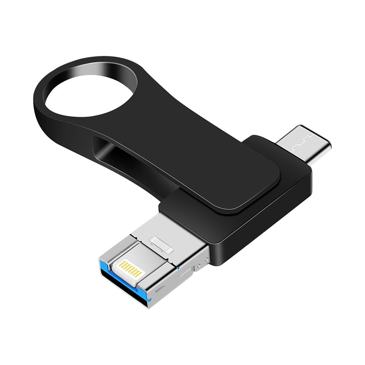 8GB USB 3.0 + 8 Pin + USB-C / Type-C 3 in 1 Mobile Computer Metal U-Disk(Black) - U Disk & Card Reader by PMC Jewellery | Online Shopping South Africa | PMC Jewellery | Buy Now Pay Later Mobicred