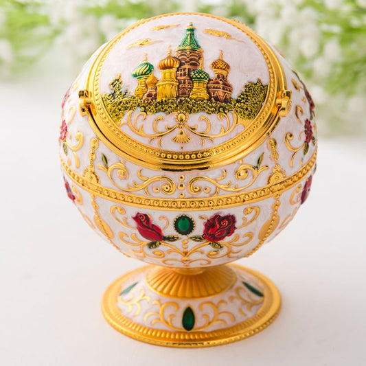 Metal Globe Ashtray With Lid Holiday Gift Tea Table Decoration(Phnom Pencasting Castle) - Cigarette Box & Ashtrays by PMC Jewellery | Online Shopping South Africa | PMC Jewellery