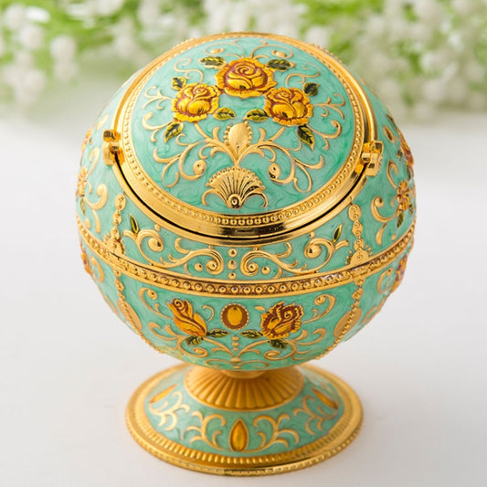 Metal Globe Ashtray With Lid Holiday Gift Tea Table Decoration(Green Rose) - Cigarette Box & Ashtrays by PMC Jewellery | Online Shopping South Africa | PMC Jewellery