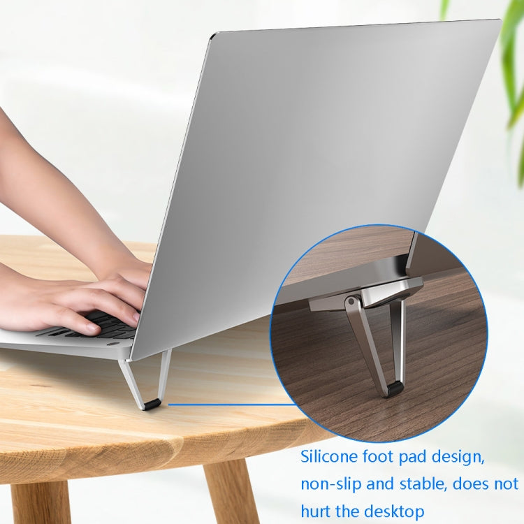 Metal Foldable Heightening Back Sticker Laptop Cooling Bracket(Silver + Black) - Laptop Stand by PMC Jewellery | Online Shopping South Africa | PMC Jewellery | Buy Now Pay Later Mobicred