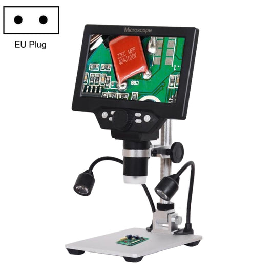 G1200D 7 Inch LCD Screen 1200X Portable Electronic Digital Desktop Stand Microscope(EU Plug With Battery) - Digital Microscope by PMC Jewellery | Online Shopping South Africa | PMC Jewellery