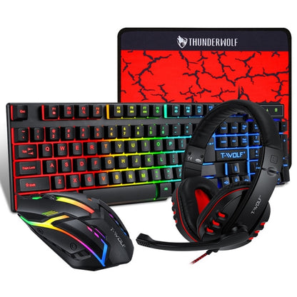 T-WOLF TF-800 4 in 1 Gaming Luminous Keyboard Mouse Headset Set(English Version) - Wired Keyboard by T-WOLF | Online Shopping South Africa | PMC Jewellery | Buy Now Pay Later Mobicred