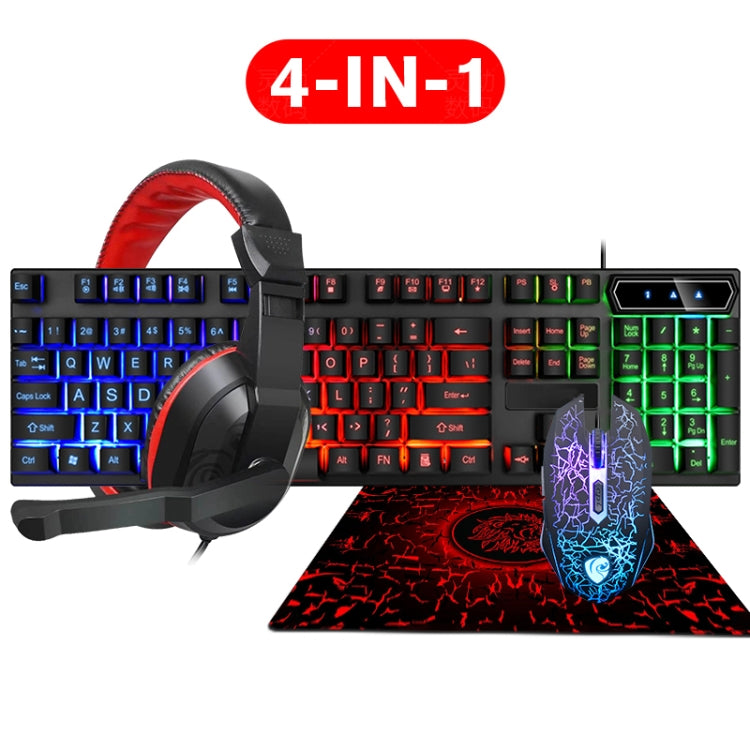 LD-126 4 in 1 Luminous Keyboard + Mouse + Earphone + Mouse Pad Set - Wired Keyboard by PMC Jewellery | Online Shopping South Africa | PMC Jewellery | Buy Now Pay Later Mobicred