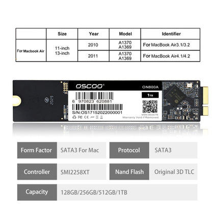 OSCOO ON800A SSD Computer Solid State Drive for Macbook, Capacity: 256GB - Solid State Drives by OSCOO | Online Shopping South Africa | PMC Jewellery | Buy Now Pay Later Mobicred