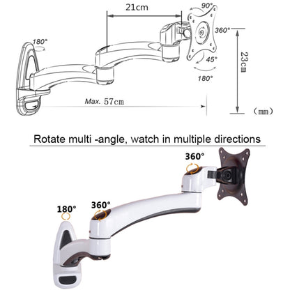 Gibbon Mounts FE112W Wall-Mounted Dual-Section Telescopic Monitor Stand(White) - Laptop Stand by Gibbon Mounts | Online Shopping South Africa | PMC Jewellery | Buy Now Pay Later Mobicred