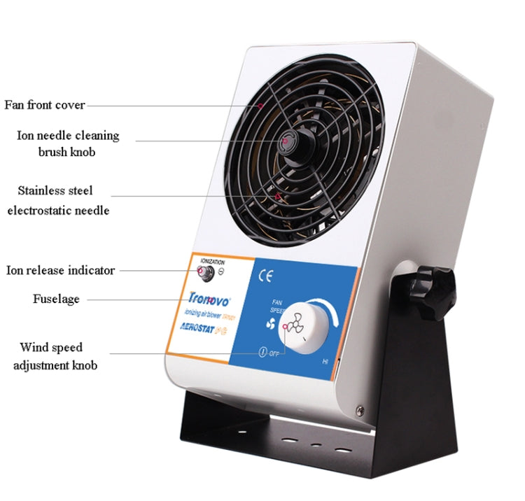 TRONOVO TR7001 Desktop Anti-Static Eliminator Anti-Static Small Ion Fan, EU Plug - Electric Fans by PMC Jewellery | Online Shopping South Africa | PMC Jewellery | Buy Now Pay Later Mobicred