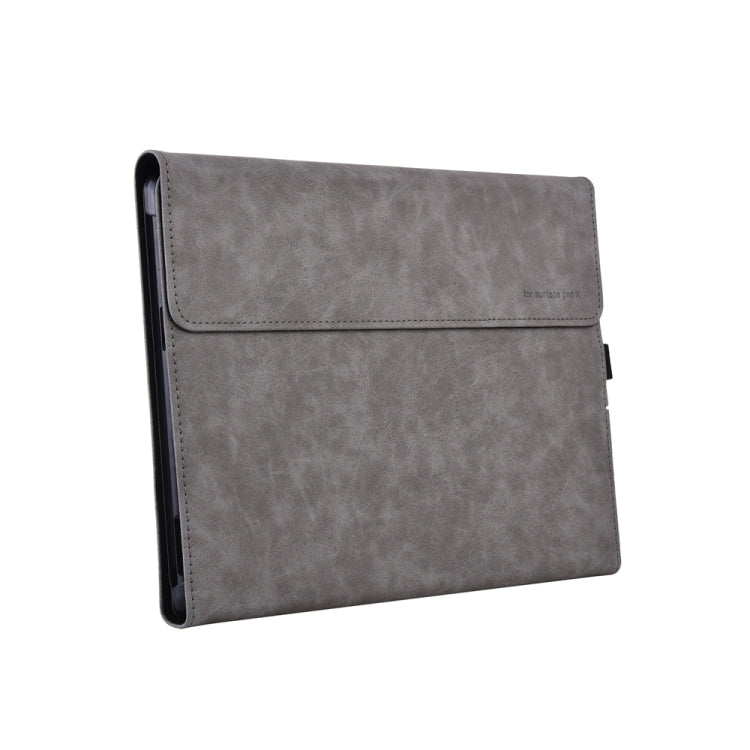 13 inch Leather Tablet Protective Case For Microsoft Surface Pro X, Color: Light Gray + Power Bag - 13.3 inch by PMC Jewellery | Online Shopping South Africa | PMC Jewellery | Buy Now Pay Later Mobicred