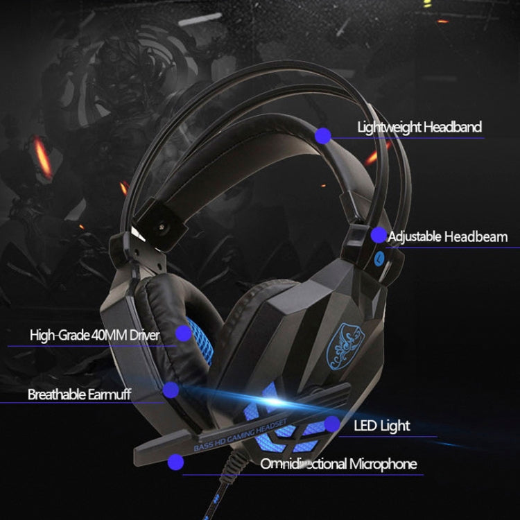 Soyto SY850MV Luminous Gaming Computer Headset For PC (Black Blue) - Multimedia Headset by Soyto | Online Shopping South Africa | PMC Jewellery | Buy Now Pay Later Mobicred