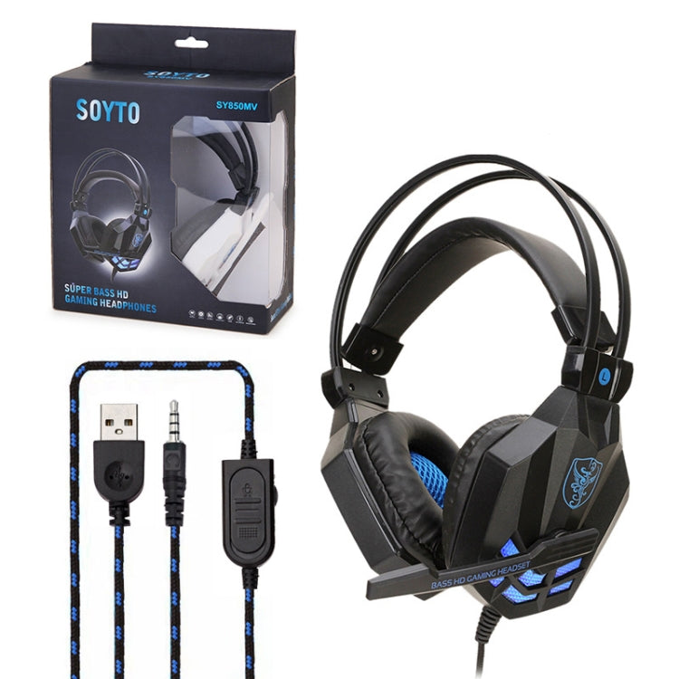 Soyto SY850MV Luminous Gaming Computer Headset For PS4 (Red Blue) - Multimedia Headset by Soyto | Online Shopping South Africa | PMC Jewellery | Buy Now Pay Later Mobicred