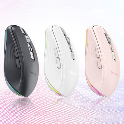 Fmouse M303 2400DPI Bluetooth&2.4G Dual Modes Rechargeable RGB Mouse(White) - Wireless Mice by Fmouse | Online Shopping South Africa | PMC Jewellery | Buy Now Pay Later Mobicred