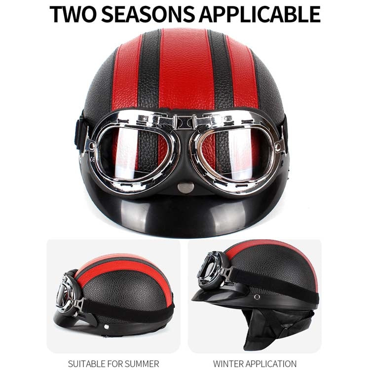 BSDDP A0318 PU Helmet With Goggles, Size: One Size(Black) - Helmets by BSDDP | Online Shopping South Africa | PMC Jewellery | Buy Now Pay Later Mobicred