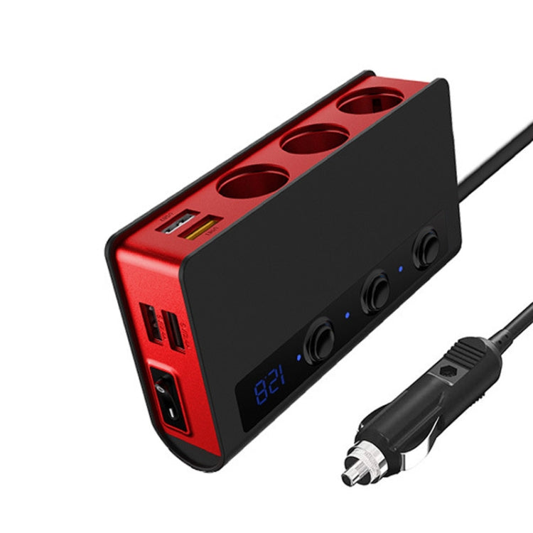 TR24 3 In 1 Car Cigarette Lighter Independent Switch Charger(Black Red) - Cigar Socket by PMC Jewellery | Online Shopping South Africa | PMC Jewellery | Buy Now Pay Later Mobicred