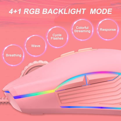 E32  7 Keys 3200 DPI Pink Girls RGB Glowing Wired Mouse Gaming Mouse, Interface: Type-C - Wired Mice by PMC Jewellery | Online Shopping South Africa | PMC Jewellery | Buy Now Pay Later Mobicred