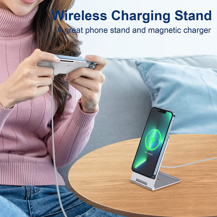 Y56 15W Folding Magnetic Wireless Charging Stand for iPhone 12 and Above(Silver) - Wireless Charger by PMC Jewellery | Online Shopping South Africa | PMC Jewellery | Buy Now Pay Later Mobicred