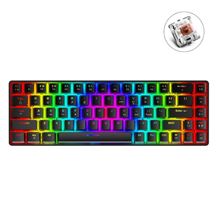 ZIYOU LANG T8 68 Keys RGB Luminous Gaming Mechanical Keyboard, Cable Length:1.6m(Black Tea Shaft) - Wired Keyboard by ZIYOU LANG | Online Shopping South Africa | PMC Jewellery | Buy Now Pay Later Mobicred