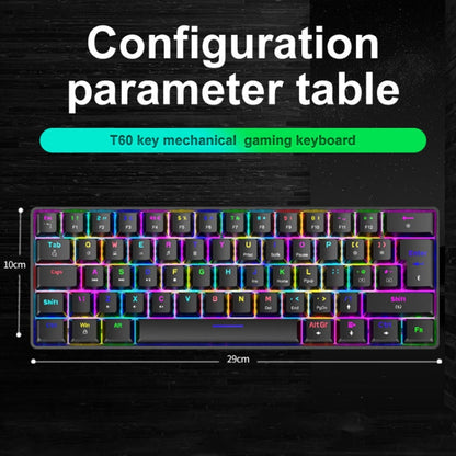 ZIYOU LANG T60 62-Key RGB Luminous Mechanical Wired Keyboard, Cable Length:1.5m(White Green Shaft) - Wired Keyboard by ZIYOU LANG | Online Shopping South Africa | PMC Jewellery | Buy Now Pay Later Mobicred