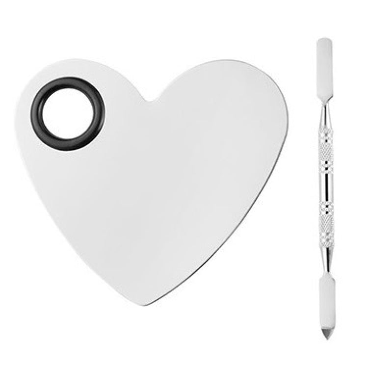 Stainless Steel Nail Makeup Palette With Toning Stick, Specification: Heart With Hole - Nail Art Equipment by PMC Jewellery | Online Shopping South Africa | PMC Jewellery | Buy Now Pay Later Mobicred