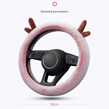 Antler Thick Plush Steering Wheel Cover, Style: O Type (Pink) - Steering Wheel Accessories by PMC Jewellery | Online Shopping South Africa | PMC Jewellery | Buy Now Pay Later Mobicred