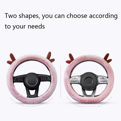 Antler Thick Plush Steering Wheel Cover, Style: D Type (Pink) - Steering Wheel Accessories by PMC Jewellery | Online Shopping South Africa | PMC Jewellery | Buy Now Pay Later Mobicred