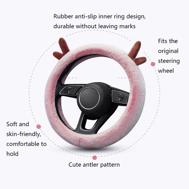 Antler Thick Plush Steering Wheel Cover, Style: D Type (Pink) - Steering Wheel Accessories by PMC Jewellery | Online Shopping South Africa | PMC Jewellery | Buy Now Pay Later Mobicred