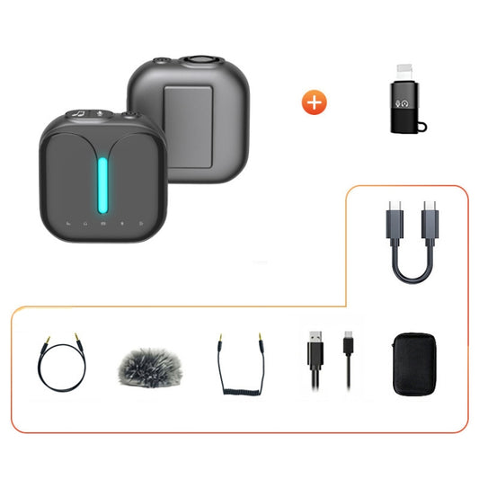 Outdoor Professional Noise-cancelling Wireless Lavalier Microphone Type-C+Apple Adapter - Microphone by elebest | Online Shopping South Africa | PMC Jewellery | Buy Now Pay Later Mobicred