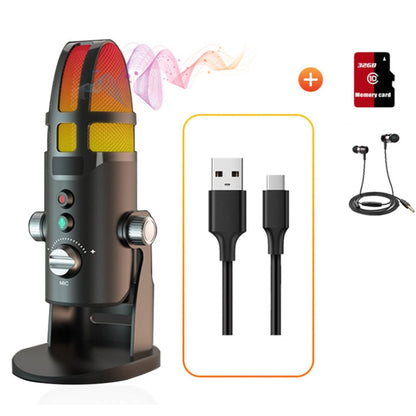 M9 RGB Condenser Microphone Built-in Sound Card,Style: Computer+32G+3m Headphone - Microphone by PMC Jewellery | Online Shopping South Africa | PMC Jewellery | Buy Now Pay Later Mobicred