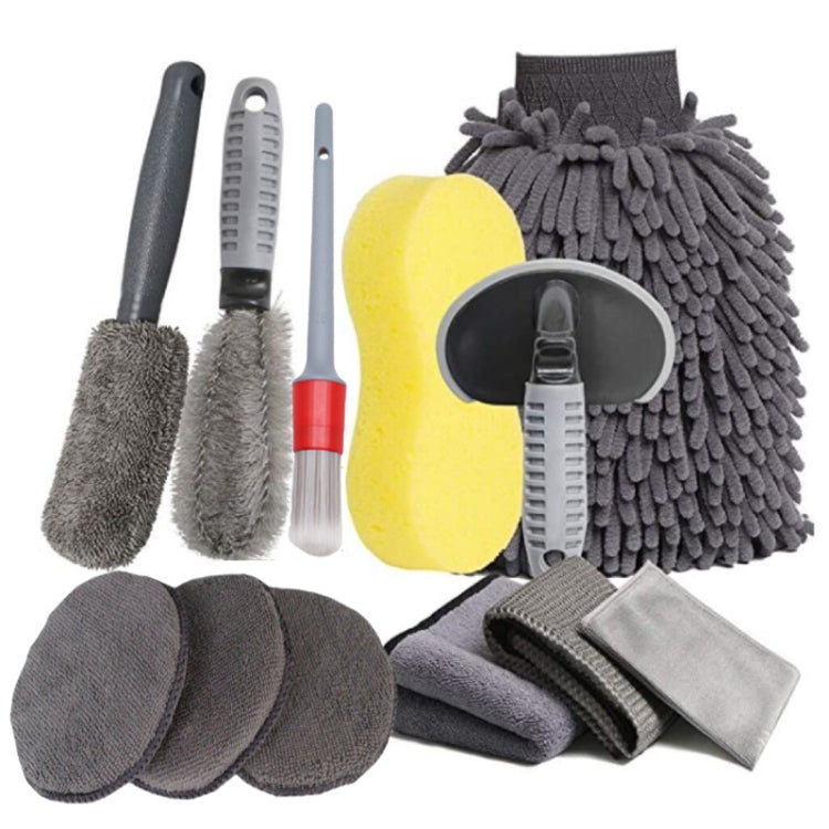 12 PCS / Set Car Wash Tool Brush Car Tires Brush Double Strand Wheel Brush(Gray) - Car washing supplies by PMC Jewellery | Online Shopping South Africa | PMC Jewellery | Buy Now Pay Later Mobicred