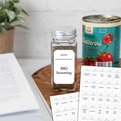 216 PCS Spice Jar Label Stickers Waterproof Oil Proof Kitchen Spice Jar Label(6 Sheets / set) - Printer Paper & Stickers by PMC Jewellery | Online Shopping South Africa | PMC Jewellery